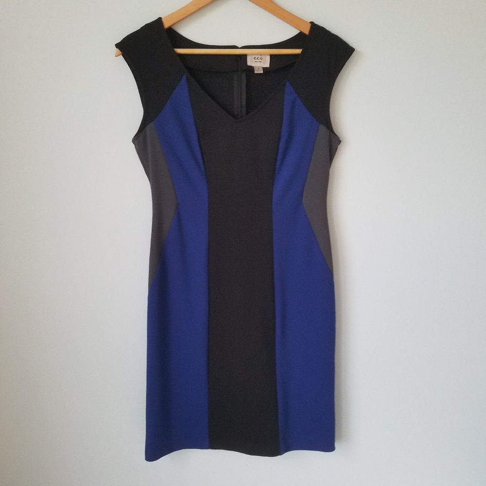 ECI | Colorblock V-Neck Cocktail Sheath Dress